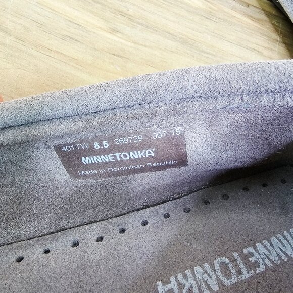 MINNETONKA Gray Suede Leather Moccasins‎ Size 8.5 - Picture 6 of 6